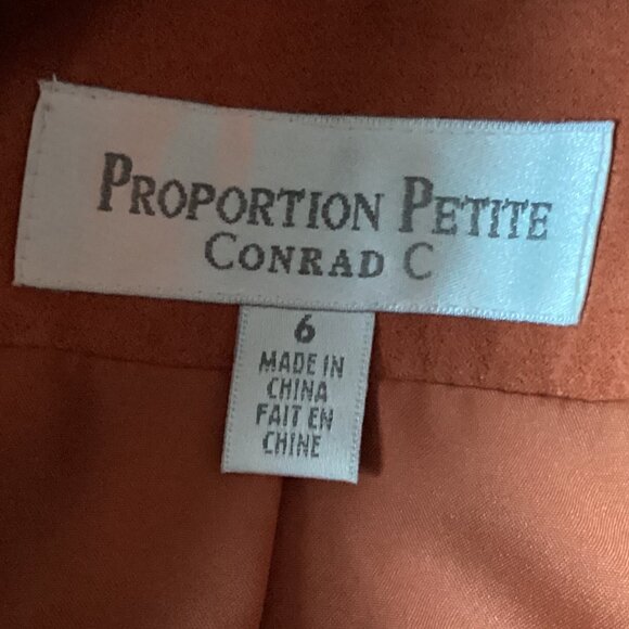 Vintage Conrad C Women's Faux Suede Blazer Jacket Burnt Orange Size 6 Office - Picture 9 of 9